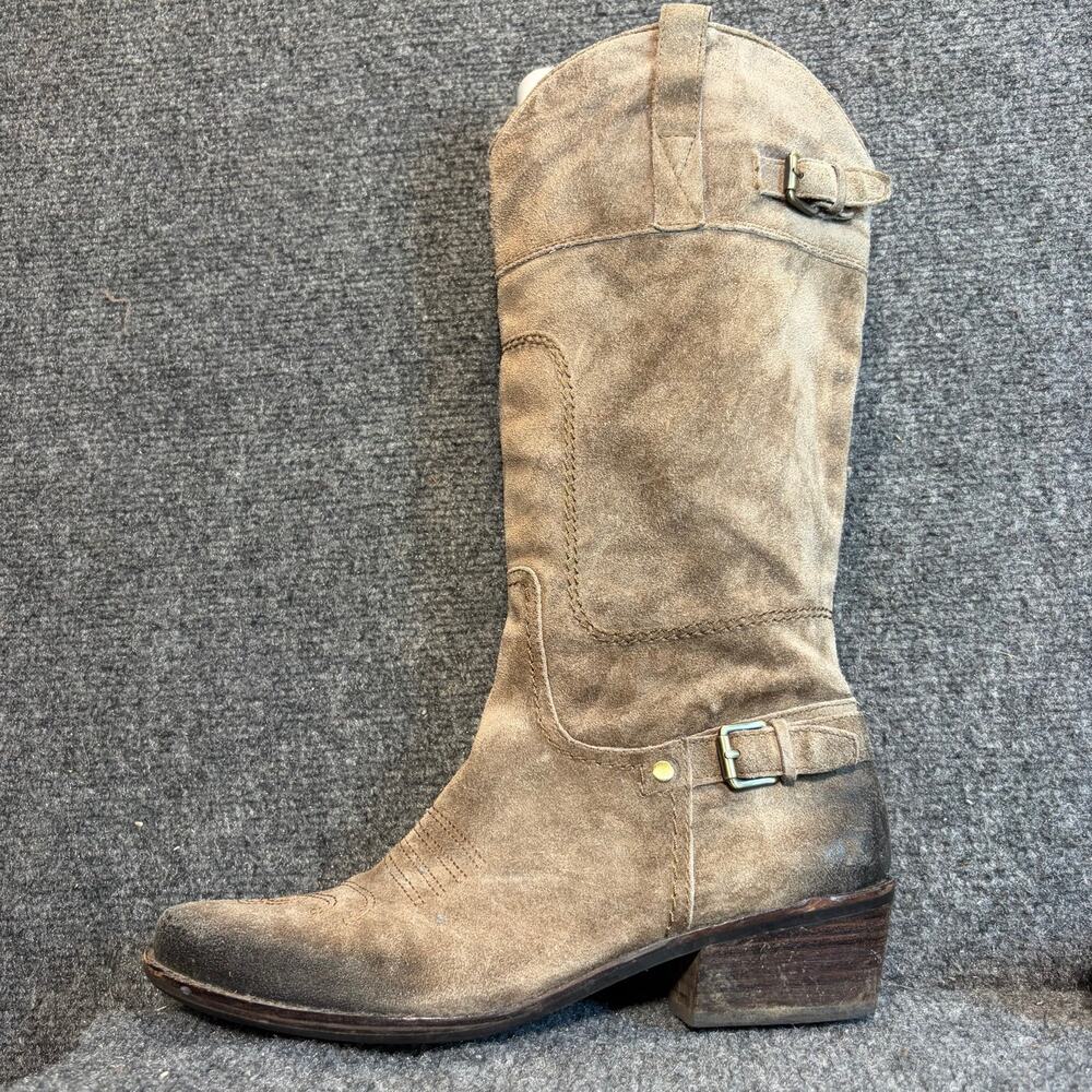 Franco Sarto Brown Suede Tall Riding Boots Womens 10 Buckle Western Cowboy Ombre